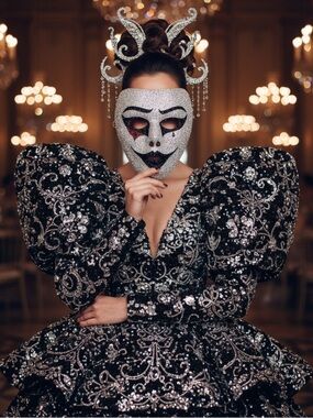 🆕Rhinestone Bedazzled Masquerade Bling Face Mask For Halloween,Mardi Grass &More